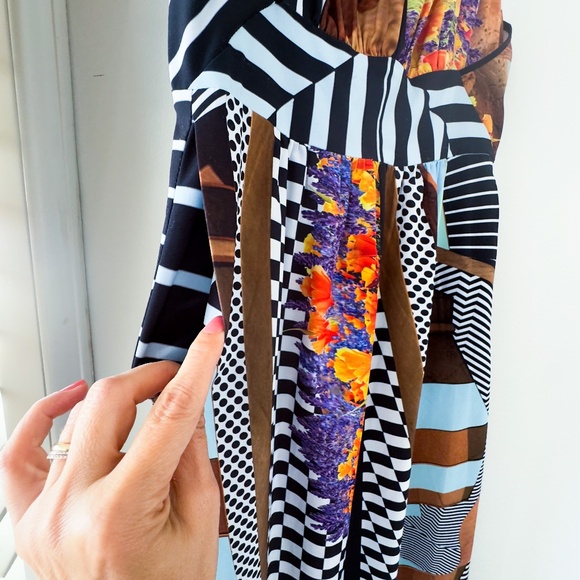 Clover Canyon Sleeveless Empire Waist Multicolor Geometric Stretch Maxi Dress S - Picture 9 of 10